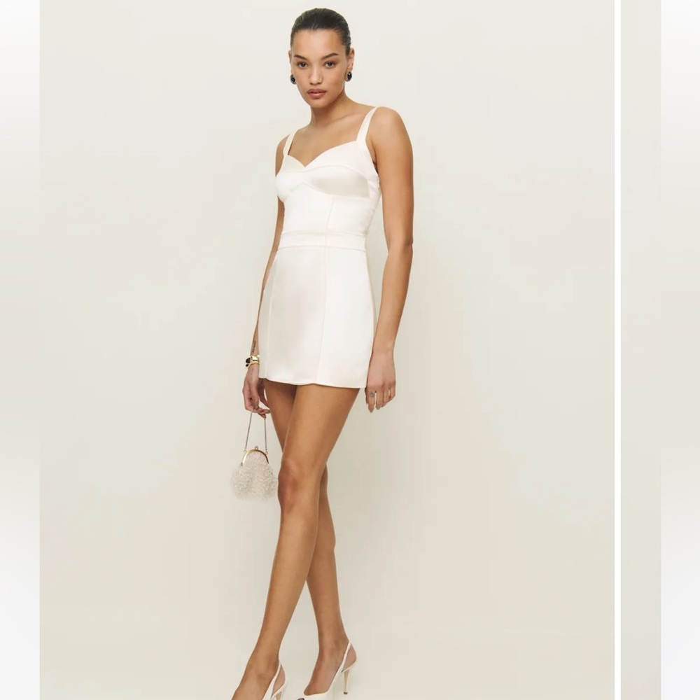 Reformation Linda Satin Dress Ivory - Size 0